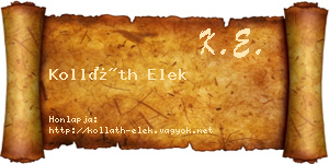 Kolláth Elek névjegykártya